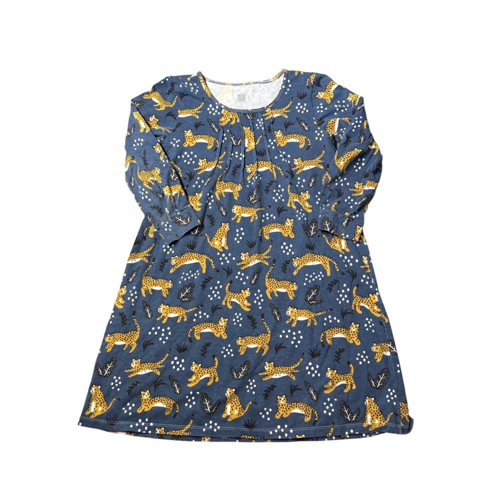 Winter Water Factory Blue Leopard Organic‎ Cotton Dress Women's Small Made USA
